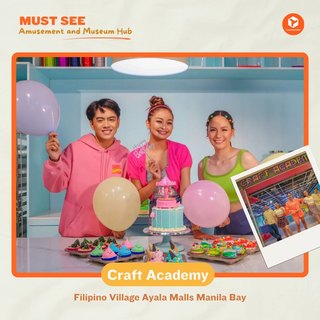 Promotional graphic featuring Craft Academy at Filipino Village, Ayala Malls Manila Bay